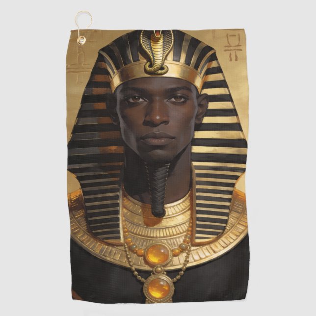 Serviette De Golf Pharaoh Energy — Roi Africain Ancien Art Moderne (Devant)