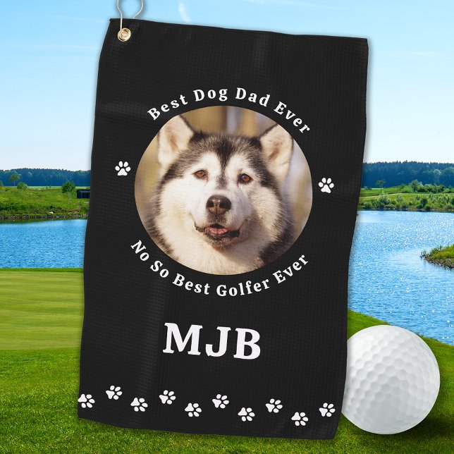 Serviette De Golf Photo Chien Personnalisé Meilleur Papa Jamais Drôl (Créateur téléchargé)