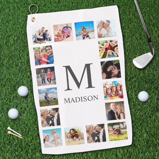 Serviette De Golf Photo Custom Family Collage Personnalité de White (Créateur téléchargé)