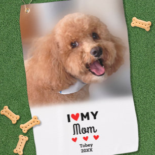Serviette De Golf Photo de chien amusant J'aime cœur Ma maman Sports