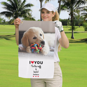 Serviette De Golf Photo de chien amusant Je t'aime jusqu'au poil & r