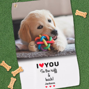Serviette De Golf Photo de chien amusant Je t'aime jusqu'au poil & r