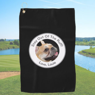 Serviette De Golf Photo de chien personnalisée drôle noire de chien