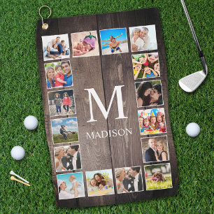 Serviette De Golf Photo de Custom Collage Rustic Farmhouse Family