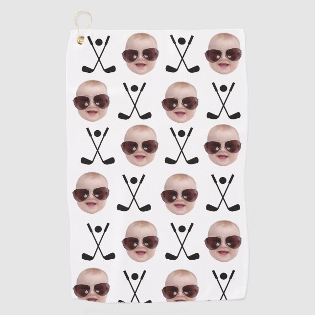 Serviette De Golf Photo Enfants Pour Papa Bébé Face Meilleur Papa Pa (Devant)