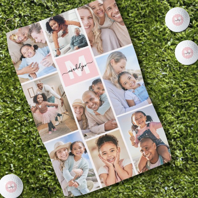 Serviette De Golf Photo Monogramme Rose (Photo Pink Monogram Golf Towel )