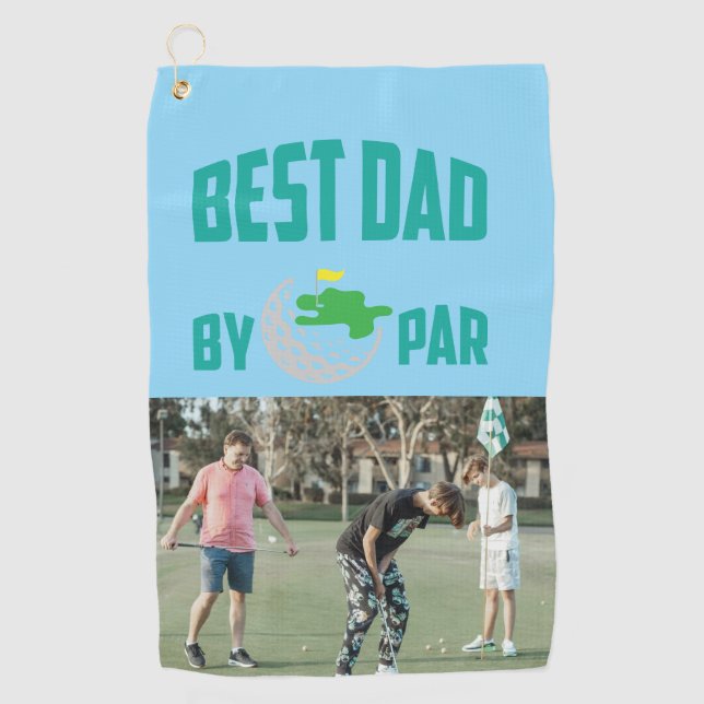 Serviette De Golf Photo personnalisée Best Papa By Par Par (Devant)