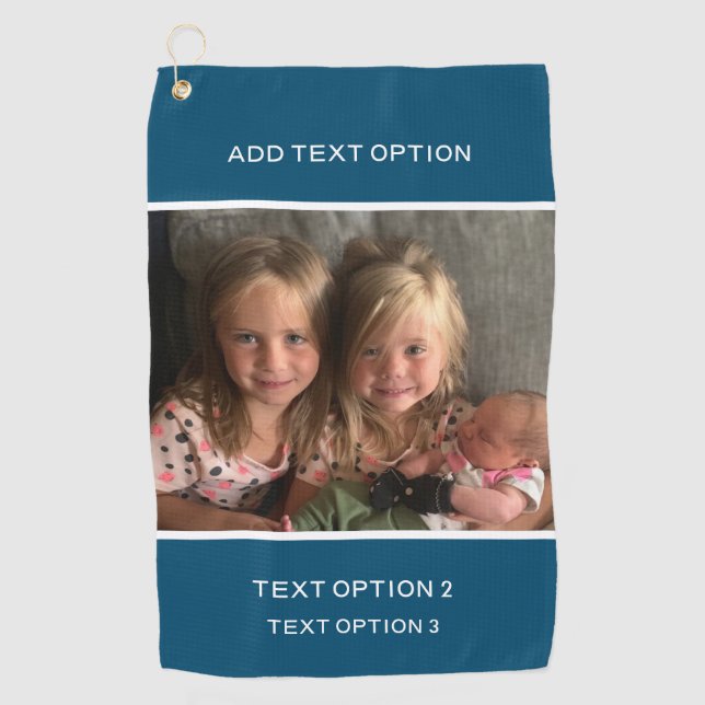 Serviette De Golf Photo personnalisée en bleu foncé (Devant)