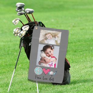 Serviette De Golf Photo personnalisée Femme Grand-mère Maman Peace L