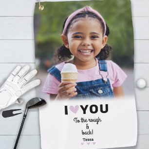 Serviette De Golf Photo Personnalisée Je T'Aime Au Nom Rough & Back