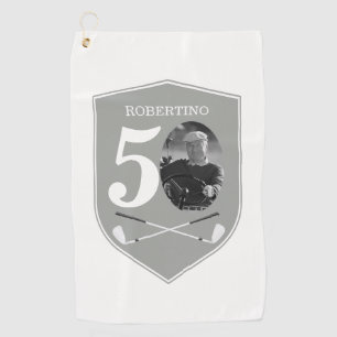 Serviette De Golf Photo Vintage Golfeur Gris Blanc 50e Anniversaire