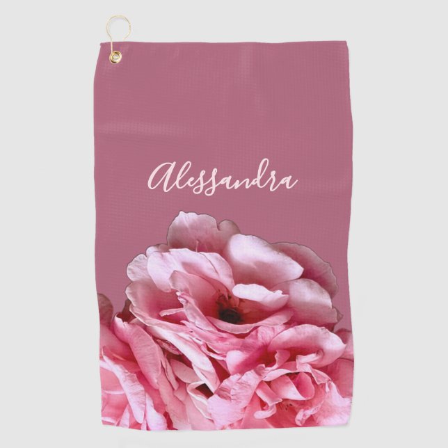 Serviette De Golf Photographie de botanique florale à monogramme Ros (Devant)
