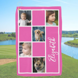 Serviette De Golf Photos de famille sur mesure rose chaud Modèle Fem