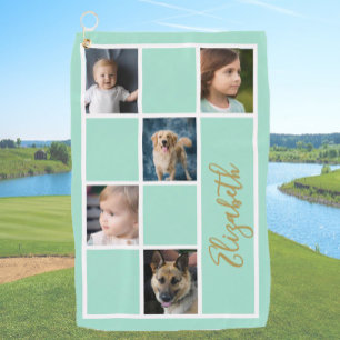 Serviette De Golf Photos de famille sur modèle personnalisé vert men