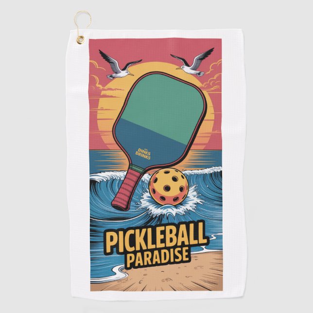 Serviette De Golf Pickleball Dinks & Boissons Vibe Plage Graphique (Devant)