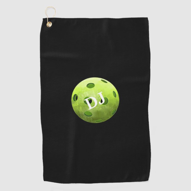 Serviette De Golf Pickleball Green Initials Sweat Towel (Devant)