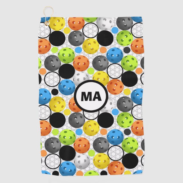 Serviette De Golf Pickleball Motif Orange Initials Sweat Towne (Devant)