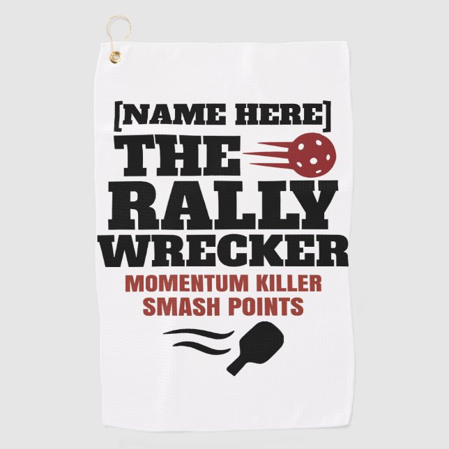 Serviette De Golf Pickleball Personalized Name The Rally Wrecker (Devant)