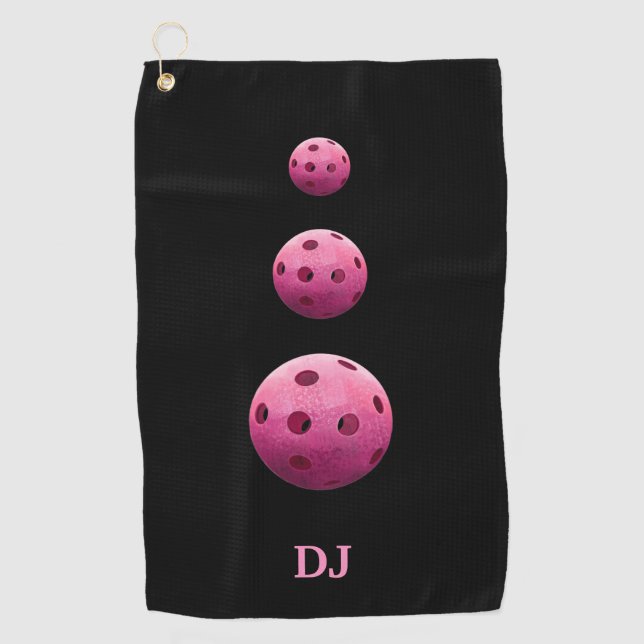 Serviette De Golf Pickleballs Initials roses Sweet Towers (Devant)