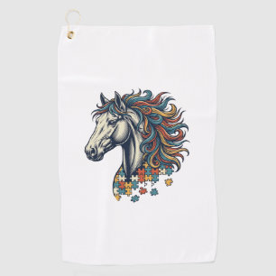 Serviette De Golf Pièce de puzzle de cheval coloré T-Shirt gravure v