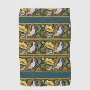 Serviette De Golf Pigeon Blue Yellow Fish Art Nouveau