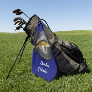 Serviette De Golf Pikes de Walleye sur Arrière - plan bleu profond