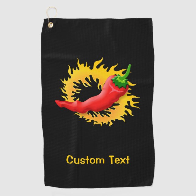 Serviette De Golf Piment avec Flamme (Devant)