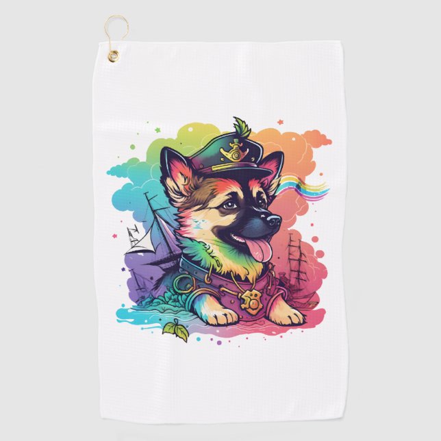 Serviette De Golf Pirate de chien berger allemand (Devant)
