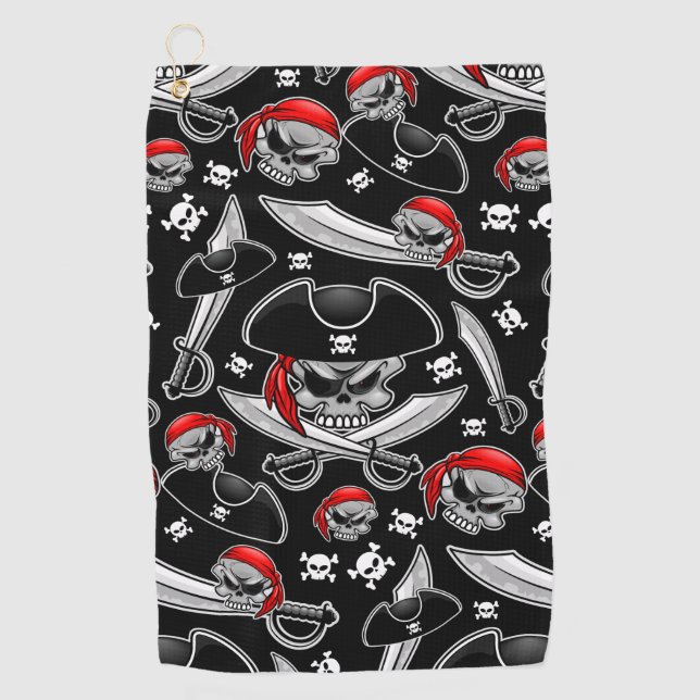 Serviette De Golf Pirate Skull avec Sabres croisés (Devant)