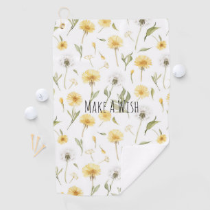 Serviette De Golf Pissenlits Fleurs Jaunes Blanches Faire Un Vœu