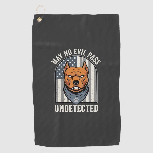 Serviette De Golf Pitbull Patriotique Chien de Garde (Devant)