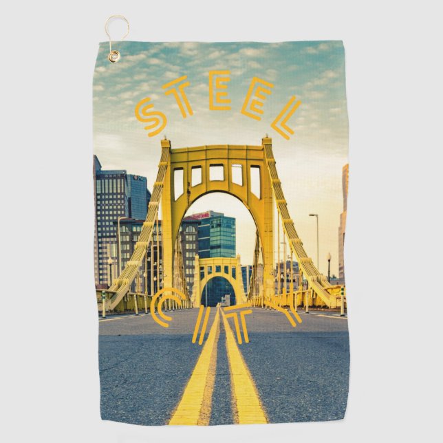 Serviette De Golf Pittsburgh Steel City Skyline Bridge Pennsylvanie (Devant)
