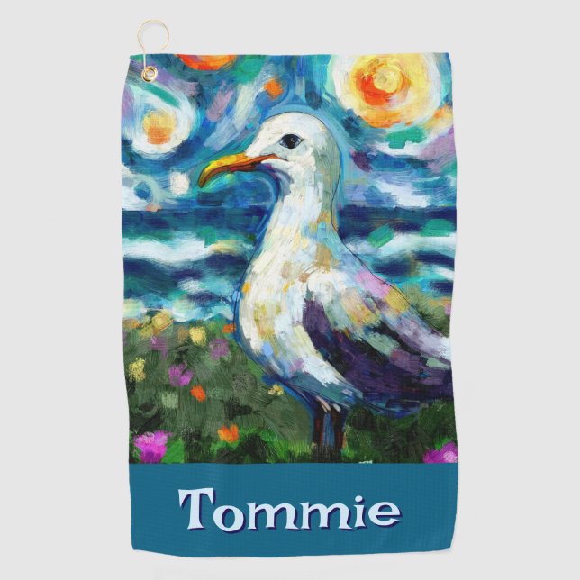 Serviette De Golf Plage de style Seagull Van Gogh Personnalisée (Devant)