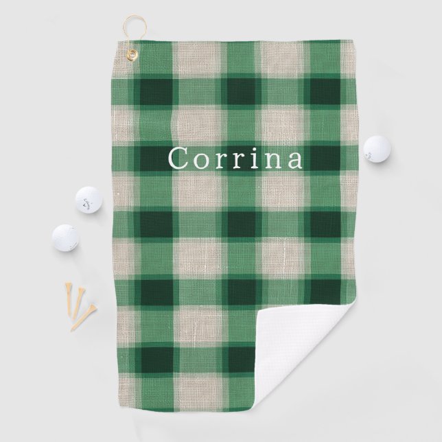 Serviette De Golf Plaid à la crème verte (En situation)