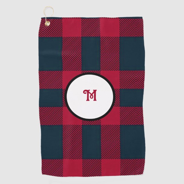 Serviette De Golf Plaid de buffle monogramme (Devant)