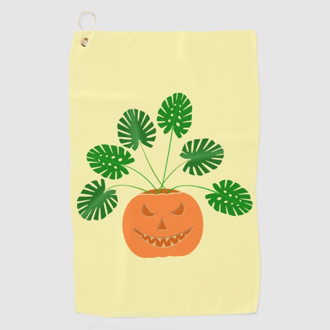 Serviette De Golf Plante Halloween Monstera en Citrouille (Devant)