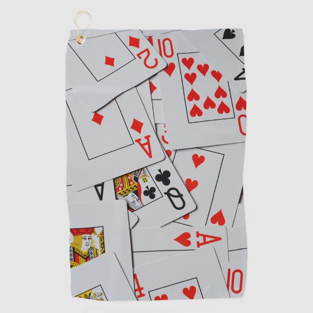 Serviette De Golf Plateau De Cartes Éparpillées, (Devant)