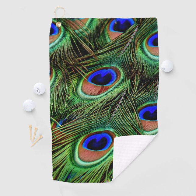 Serviette De Golf Plumes de paon magnifiques  (En situation)