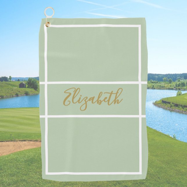 Serviette De Golf Plutôt simple vert poussiéreux avec nom personnali (Créateur téléchargé)