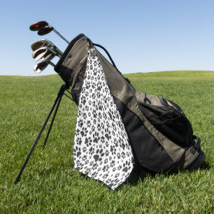 Serviette De Golf Poches de chien noir et blanc Poka Dot