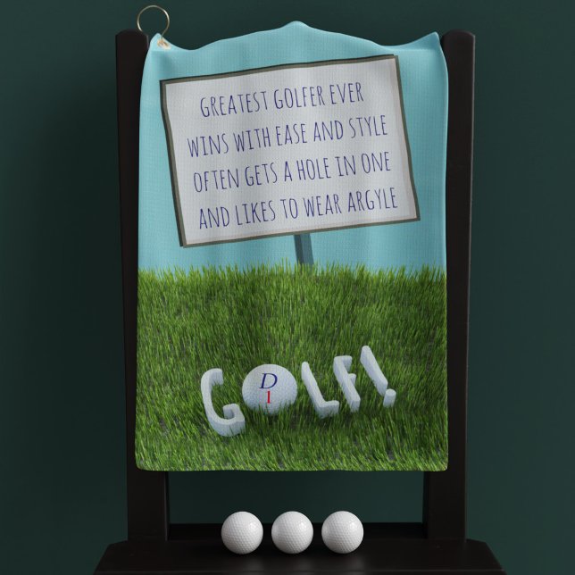 Serviette De Golf Poème drôle du plus grand golfeur jamais monogramm (Créateur téléchargé)