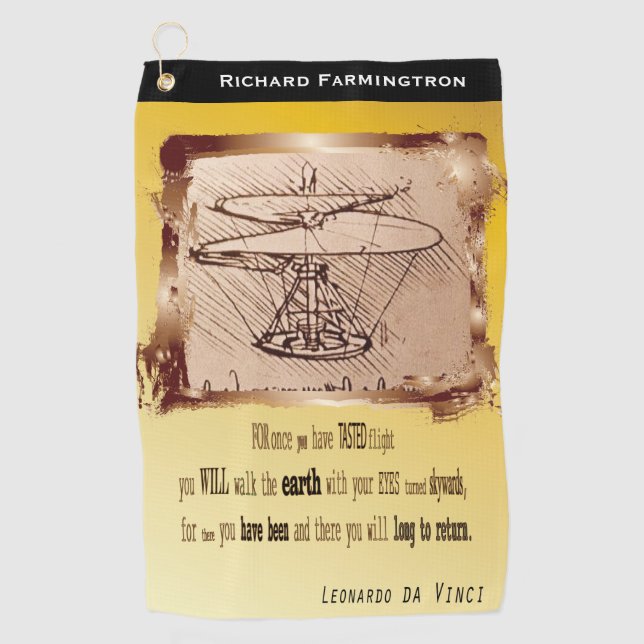 Serviette De Golf Poème volant Da Vinci Hélicoptère 🚁 Budget ✨ (Devant)