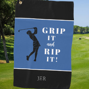 Serviette De Golf Poignée de golf drôle humour femme déchiré bleu no