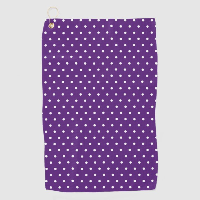 Serviette De Golf Point Blanc Fond Violet Élégant Polka (Devant)
