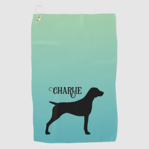 Serviette De Golf Pointeur court allemand Silhouette Nom personnalis