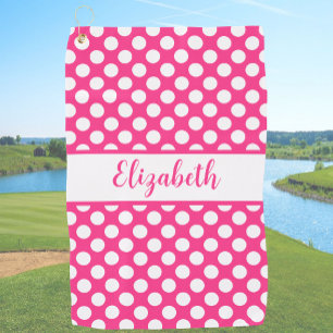 Serviette De Golf Points noirs rose chaud personnalisés pour dames