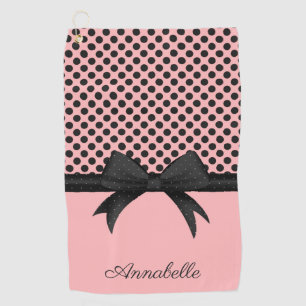 Serviette De Golf Points roses noirs et ruban