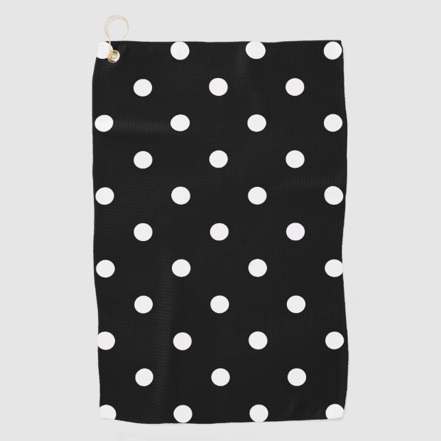 Serviette De Golf Pois blancs rétro en noir (Devant)