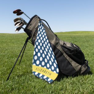 Serviette De Golf Pois Bleus de la Marine, Motif Pot Polka, Votre No
