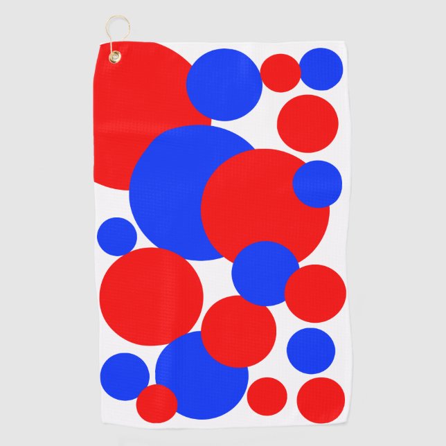 Serviette De Golf Pois rouge, blanc et bleu (Devant)